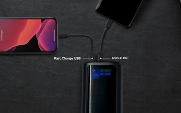 Powerbank mit Handyhalterung und ausziehbarem Kabel